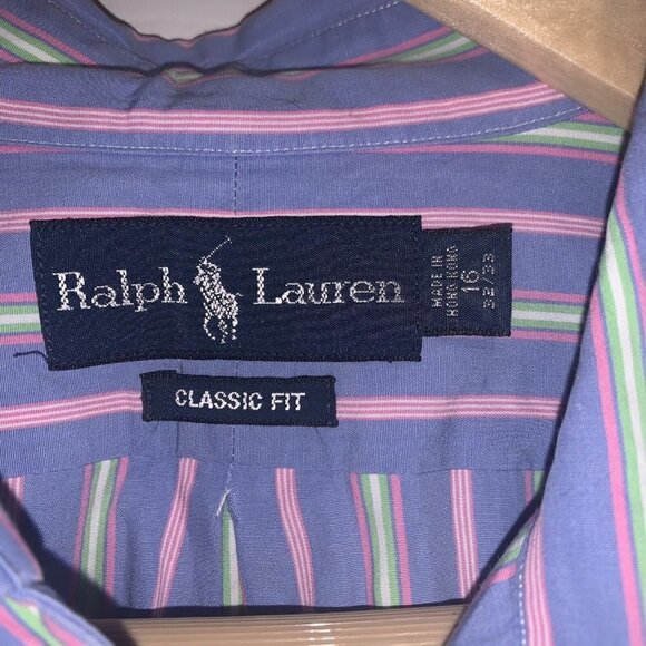 Ralph Lauren Multi Color Long Sleeved Striped Button Classic Fit Shirt Size 16 - Picture 7 of 8